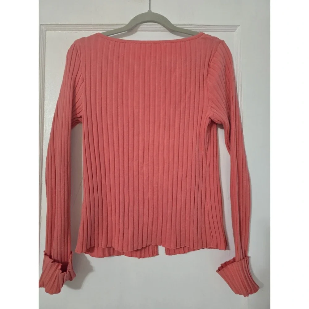 Free People Tilly Long Sleeve Crab Apple Cardigan Rib Knit Buttondown Size L